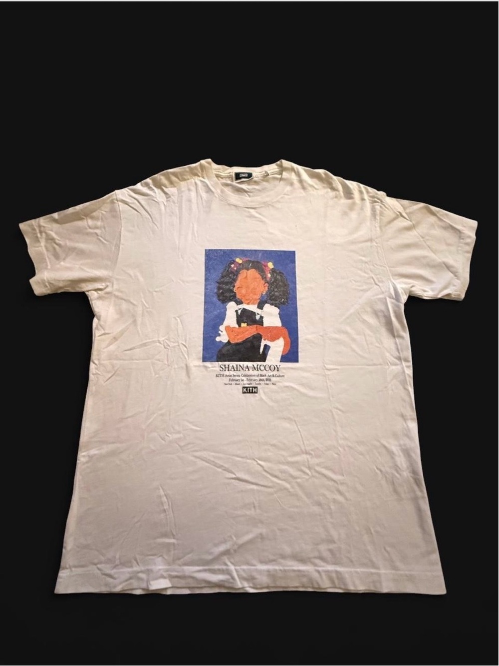 Kith Cream Graphic Short Sleeve Tee with Blue & Orange Art